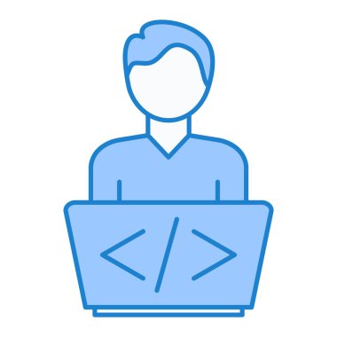 Dizüstü bilgisayarı olan birinin vektör çizimi