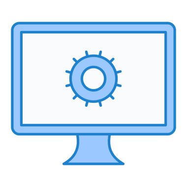 Teknoloji ve geliştirme vektörü illüstrasyonlu bilgisayar monitörü