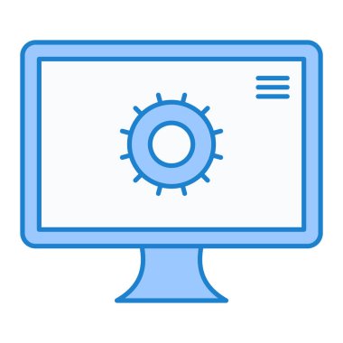 Teknoloji ve geliştirme vektörü illüstrasyonlu bilgisayar monitörü