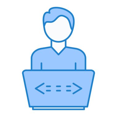 Dizüstü bilgisayarı olan birinin vektör çizimi