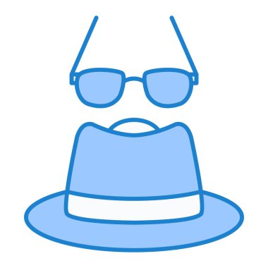 Güneş gözlüğü ve şapka ikonu. vektör illüstrasyonu