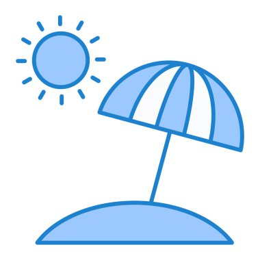 Plaj şemsiyesi ikonu. Yaz tatili sembolü. vektör illüstrasyonu