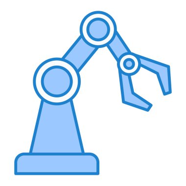 Robotik kol ikonu vektörü. İnce çizgi işareti. izole edilmiş sınır sembolü çizimi