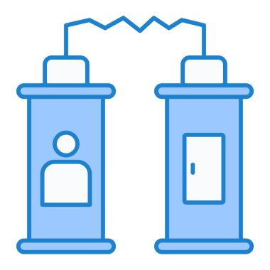 Mavi çizgili su şişesi simgesi beyaz arkaplanda izole edilmiş. vektör illüstrasyonu