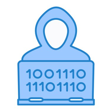 Bir çerçeve içinde bir adamla mavi ve beyaz çizgi simgesinin vektör çizimi