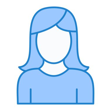 Kadın avatar ikonu. kişi profili ve kullanıcı teması. Yalnız tasarım. vektör illüstrasyonu