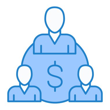 Dolar işareti ikon vektörü olan bir adam. İnce çizgi sembolü. izole edilmiş sınır çizimi