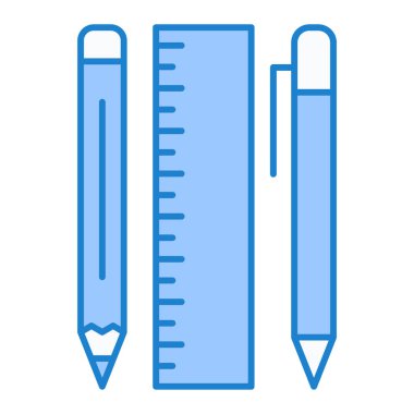 Kalem ve cetvel simgesi. vektör illüstrasyonu