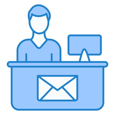 dizüstü bilgisayarı ve zarf vektör illüstrasyon tasarımı olan adam