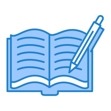 Kitap ve kalem ikonu. vektör illüstrasyonu