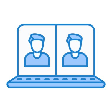 İnsanların simgesi olan bir dizüstü bilgisayar. vektör illüstrasyonu