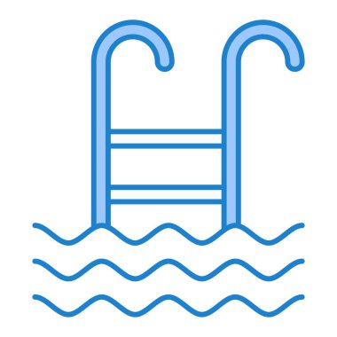 Yüzme havuzu ikonu. Web için su musluğu vektör simgelerinin özet çizimi