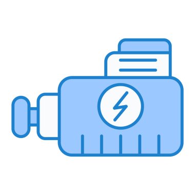 Batarya ikonu vektörü. İnce çizgi işareti. izole edilmiş sınır sembolü çizimi