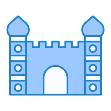 Şato kulesi ikonu. Web için ortaçağ inşa vektör simgelerinin basit illüstrasyonu