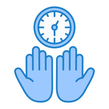 Saat simgesiyle el. vektör illüstrasyonu