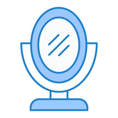 Makyajlı ayna ve fırça ikonu. izole ve düz illüstrasyon