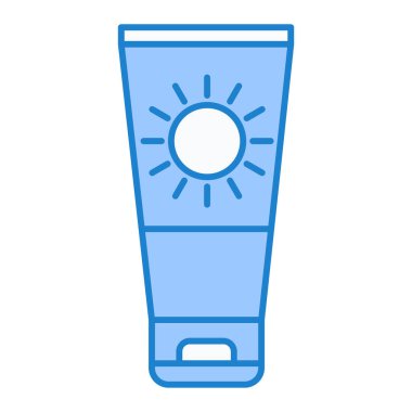 Beyaz arkaplanda güneş kremi simgesi, vektör illüstrasyonu