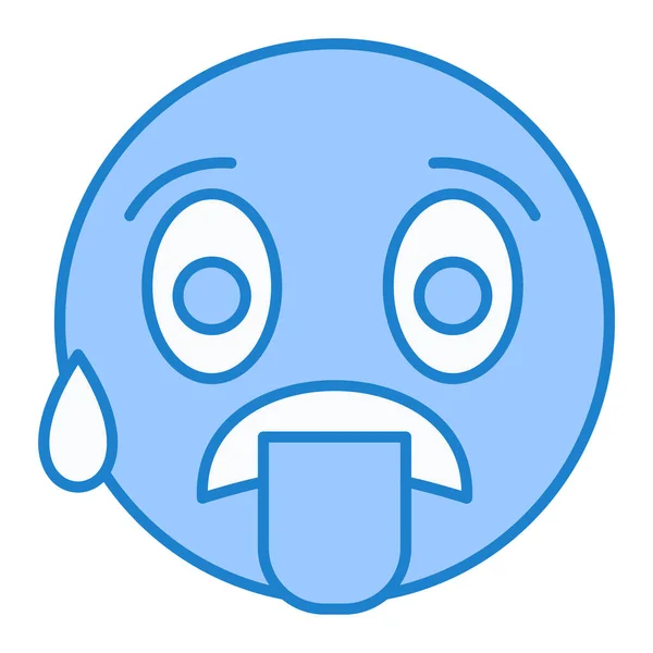 Faccina Che Piange Icona Emoticon Contorno Illustrazione Triste Arrabbiato Emoji — Vettoriale Stock