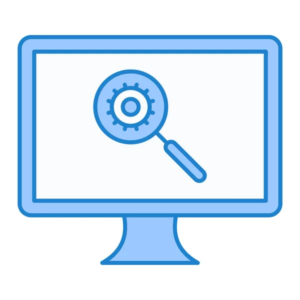 Computer Monitor Magnifying Glass Gear Vector Illustration Design — 스톡 벡터