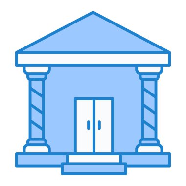 Banka binası ikonu. Web için adliye vektör simgelerinin özet çizimi