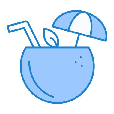 Hindistan cevizi ve deniz ikonunun vektör çizimi. yiyecek ve içecek ihtiyacını karşılar.