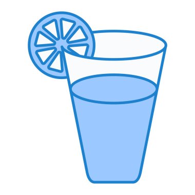 Limonlu bir bardak su ve saman vektör çizimi