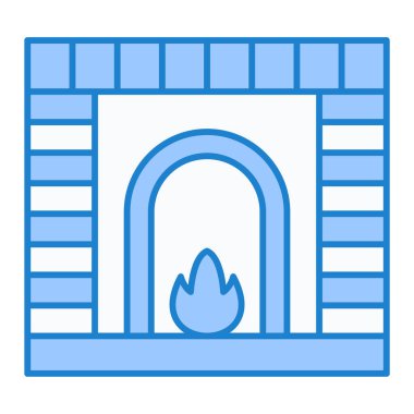 Şömine ikonu. Ağ için ateş vektörü simgelerinin özet çizimi