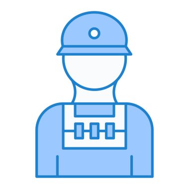 Kask ikonlu işçi. Web için oluşturucu vektör simgelerinin özet çizimi