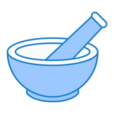 Düz stil izole edilmiş vektör illüstrasyonunda havan ve tokmak simgesi