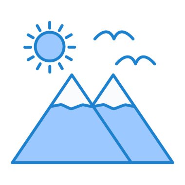 Dağların ikon vektörü. İnce çizgi işareti. izole edilmiş sınır sembolü çizimi