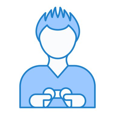 Mavi gömlekli ve kurdele vektör resimli bir adam.