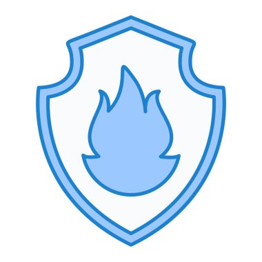 Alev ikonlu kalkan. vektör illüstrasyonu