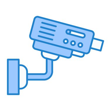 Kapalı devre kamera simgesi. Beyaz arkaplanda izole edilmiş web tasarımı için video izleme vektör sembolü ana hatları