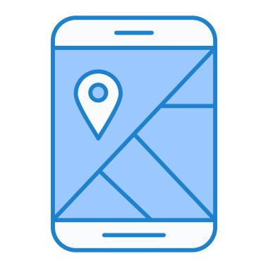 Harita simgesi ve vektör illüstrasyonlu cep telefonu