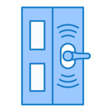 Mavi ve beyaz kapı simgesinin vektör illüstrasyonu.