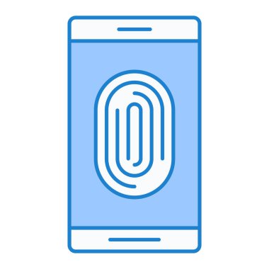 Beyaz arkaplanda parmak izi ikonu olan akıllı telefon. vektör illüstrasyonu