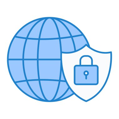küresel güvenlik sistemi simgesi vektör illüstrasyon tasarımı