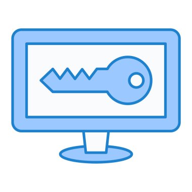 anahtar ve asma kilit vektör çizimine sahip dizüstü bilgisayar