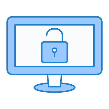 asma kilit vektör çizimine sahip bilgisayar güvenlik sistemi