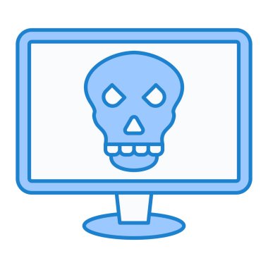 kafatası vektör illüstrasyon tasarımı ile bilgisayar monitörü