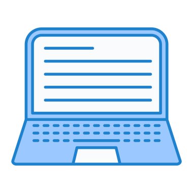 Bilgisayar ve mavi satır biçimi vektör çizimi tasarımı olan dizüstü bilgisayar