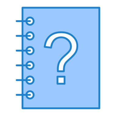 Soru işareti simgesi olan not defteri. vektör illüstrasyonu