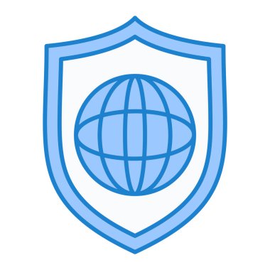 Dünya haritası ikon vektör illüstrasyon tasarımlı kalkan