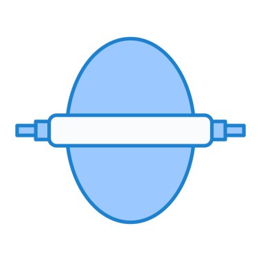 Çanağın güzel bir öğesine sahip mavi ve beyaz çizgi simgesinin vektör çizimi