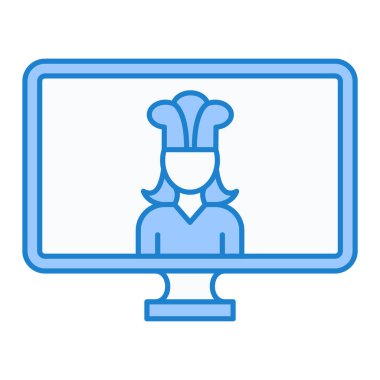 Şef ikonu. Web için dizüstü bilgisayar vektör simgelerinin özet çizimi
