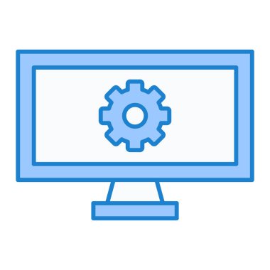 Ayarlar ikon vektör illüstrasyon tasarımı ile bilgisayar monitörü