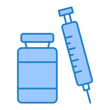 Kan ikonu vektör çizimi içeren tıbbi şırınga