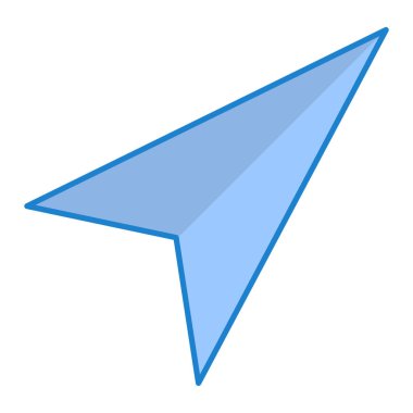 Kağıt uçak ikonu. Ağ için mavi roket vektör simgelerinin basit çizimi