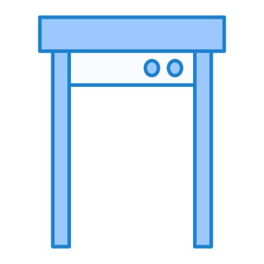 Tek bir mavi beyaz mutfak masasının vektör çizimi