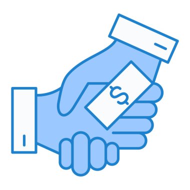 Para simgesini tutan eller. Beyaz arkaplanda izole edilmiş web tasarımı için el sıkışma vektör sembolü